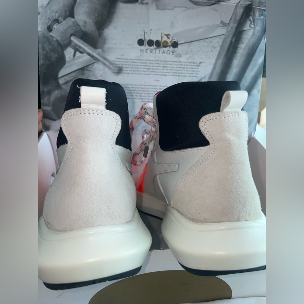 Diadora Women’s White Orange and Pink High-Top Sneakers - Picture 7 of 8